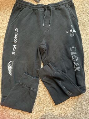 Men's Black Jogger Sweatpants with White CLOAK Graphics